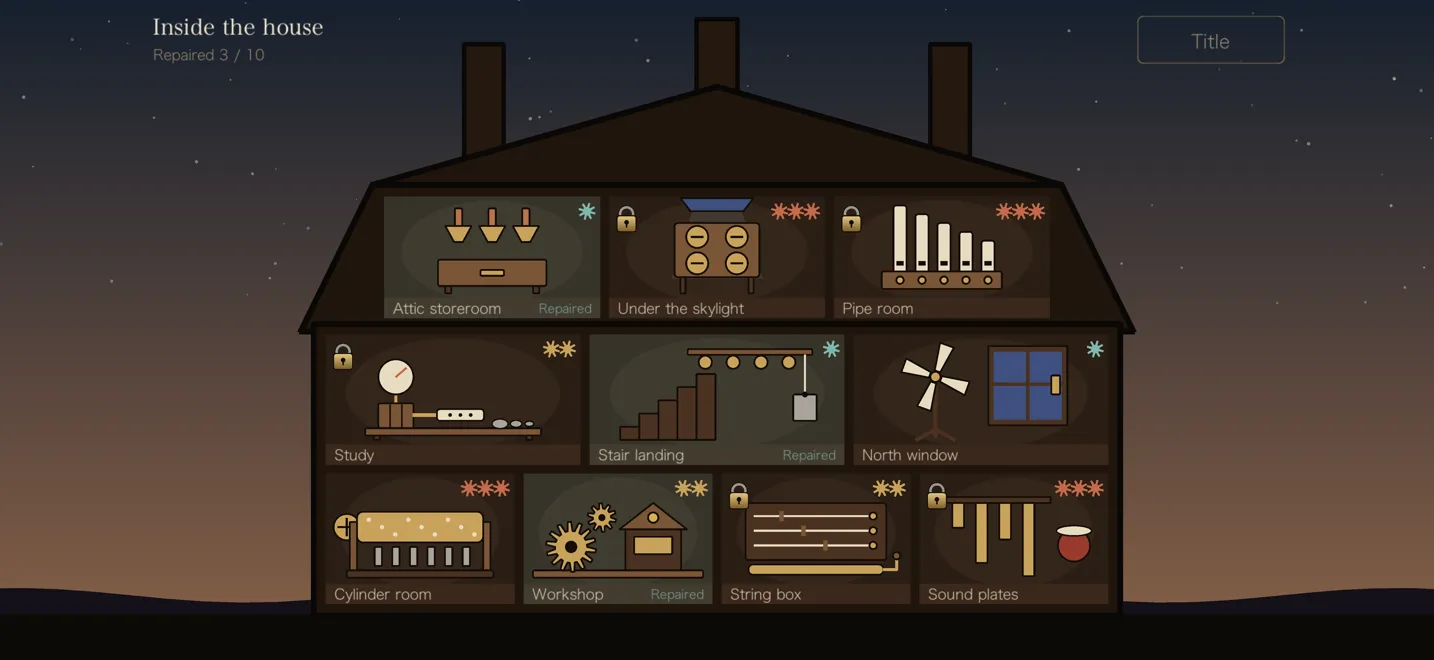 The floor plan. Ten rooms, each with a machine that has stopped
