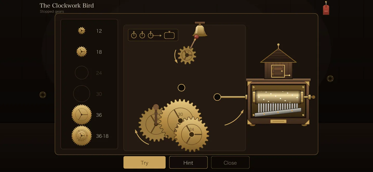 The Clockwork Bird. Change the gears to match direction and speed